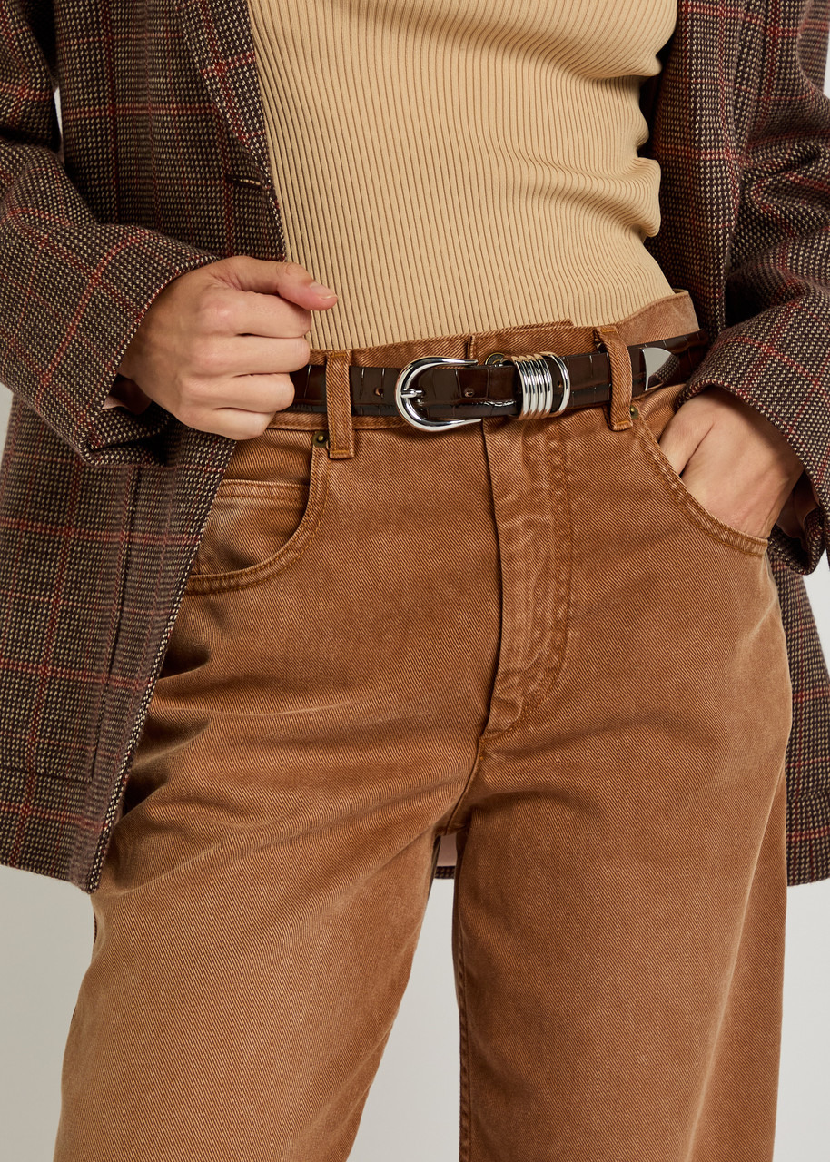 Dehanche Hollyhock Crocodile-effect Leather Belt - 2