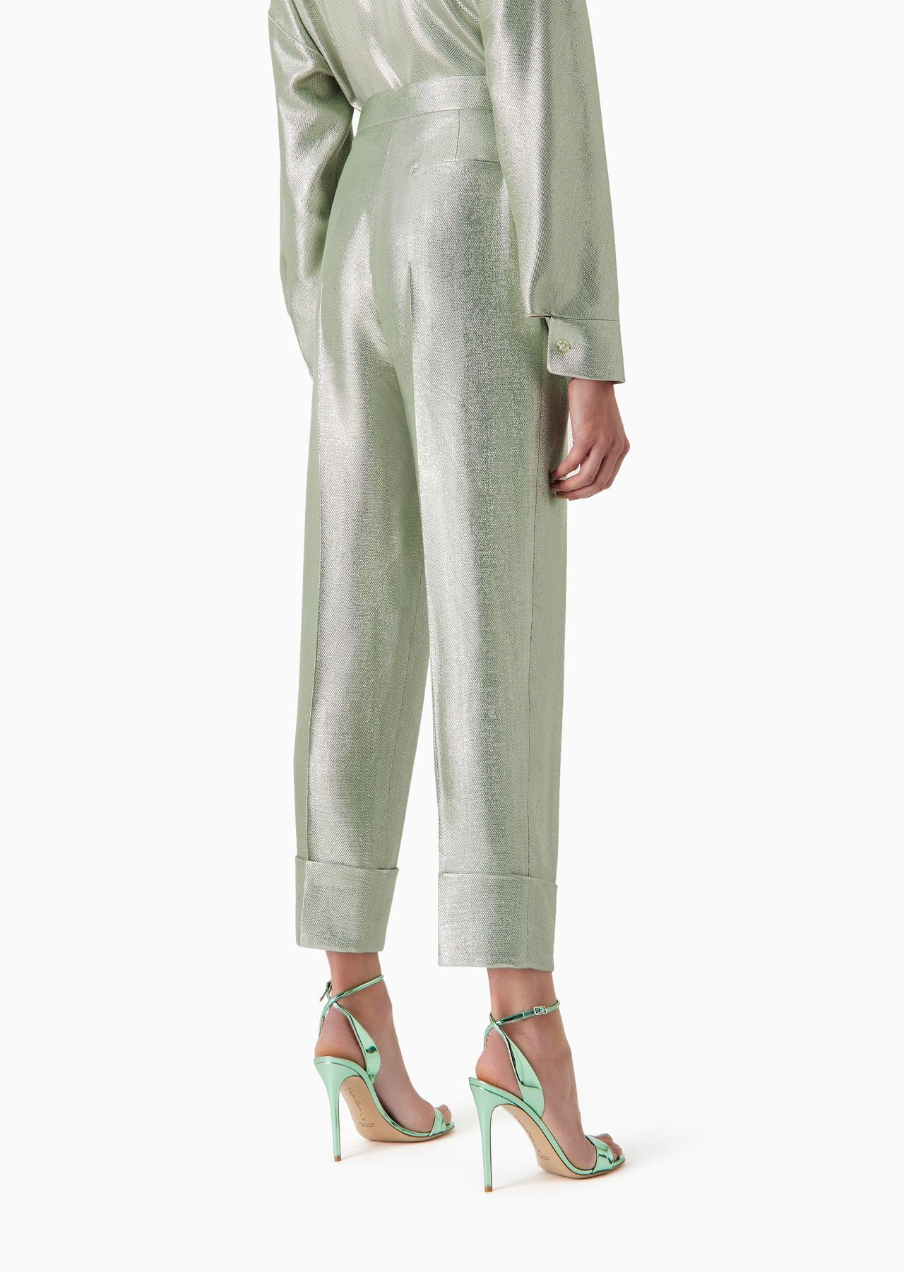 High-waisted trousers in fluid armure lurex - 3