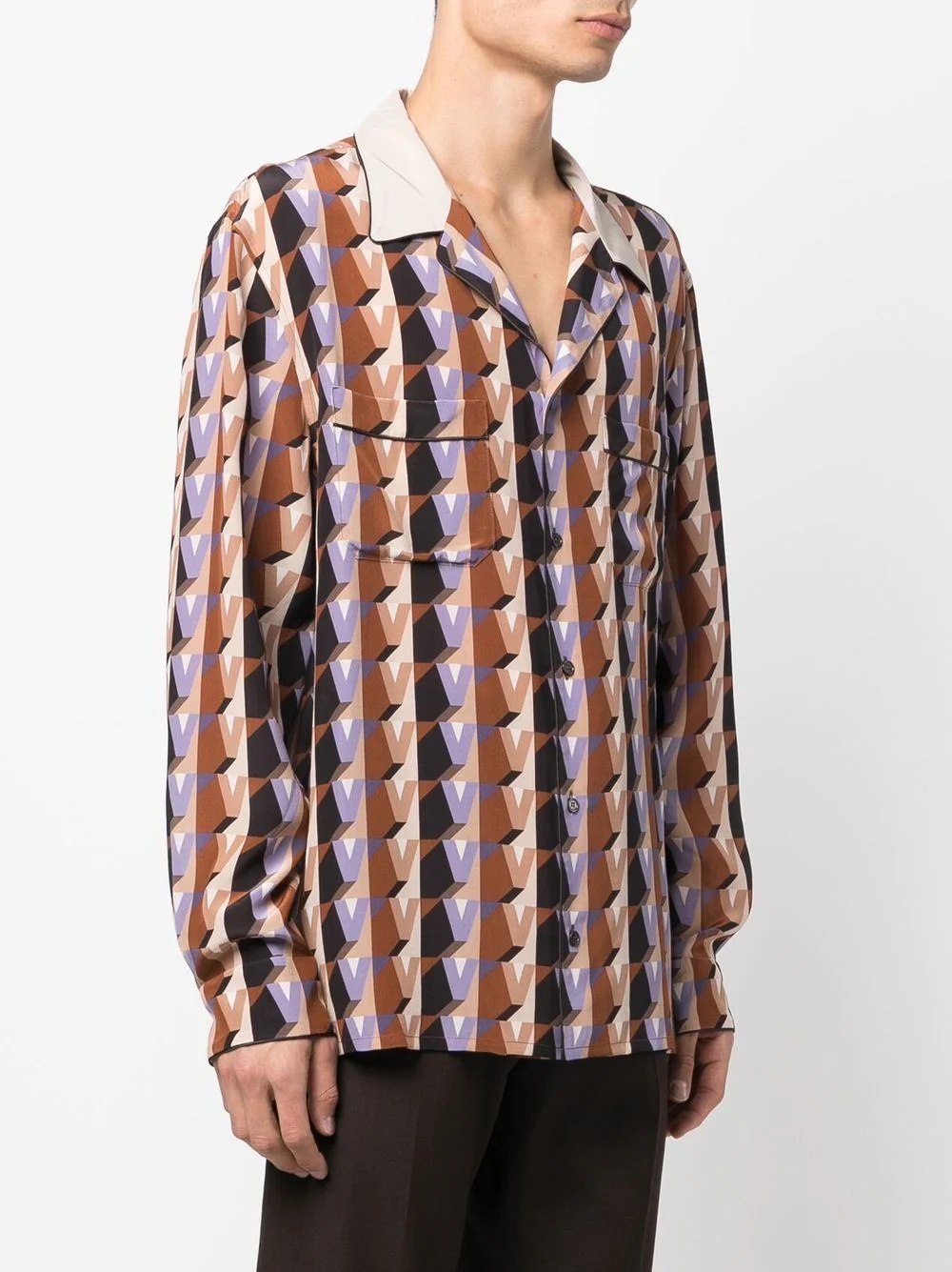 graphic-print silk shirt - 3