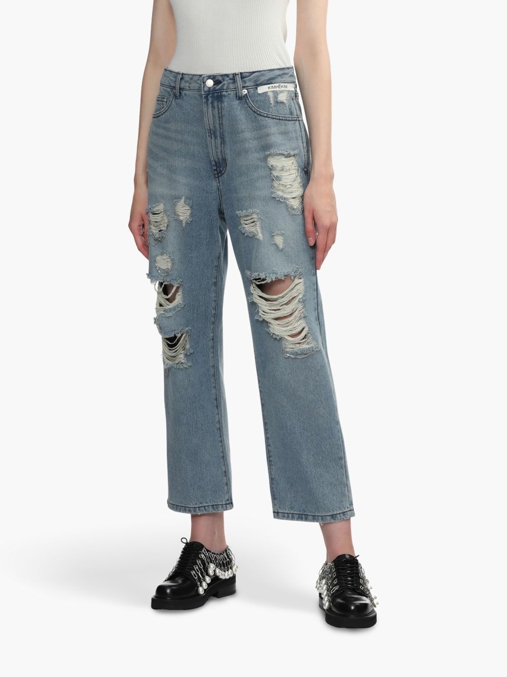 ripped straight jeans - 3