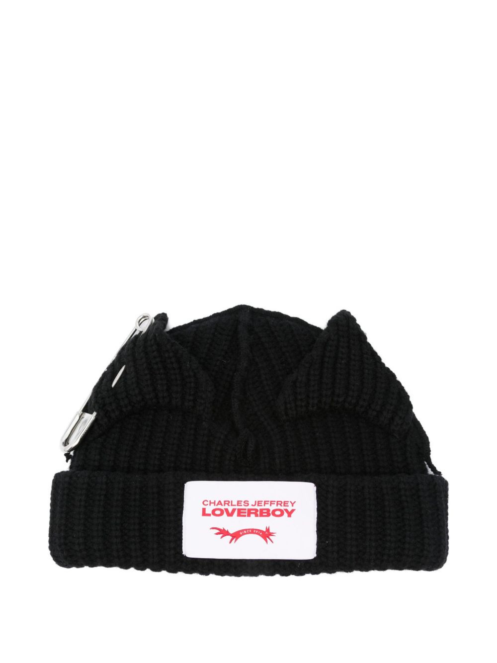 safety-pin wool-blend beanie hat - 1