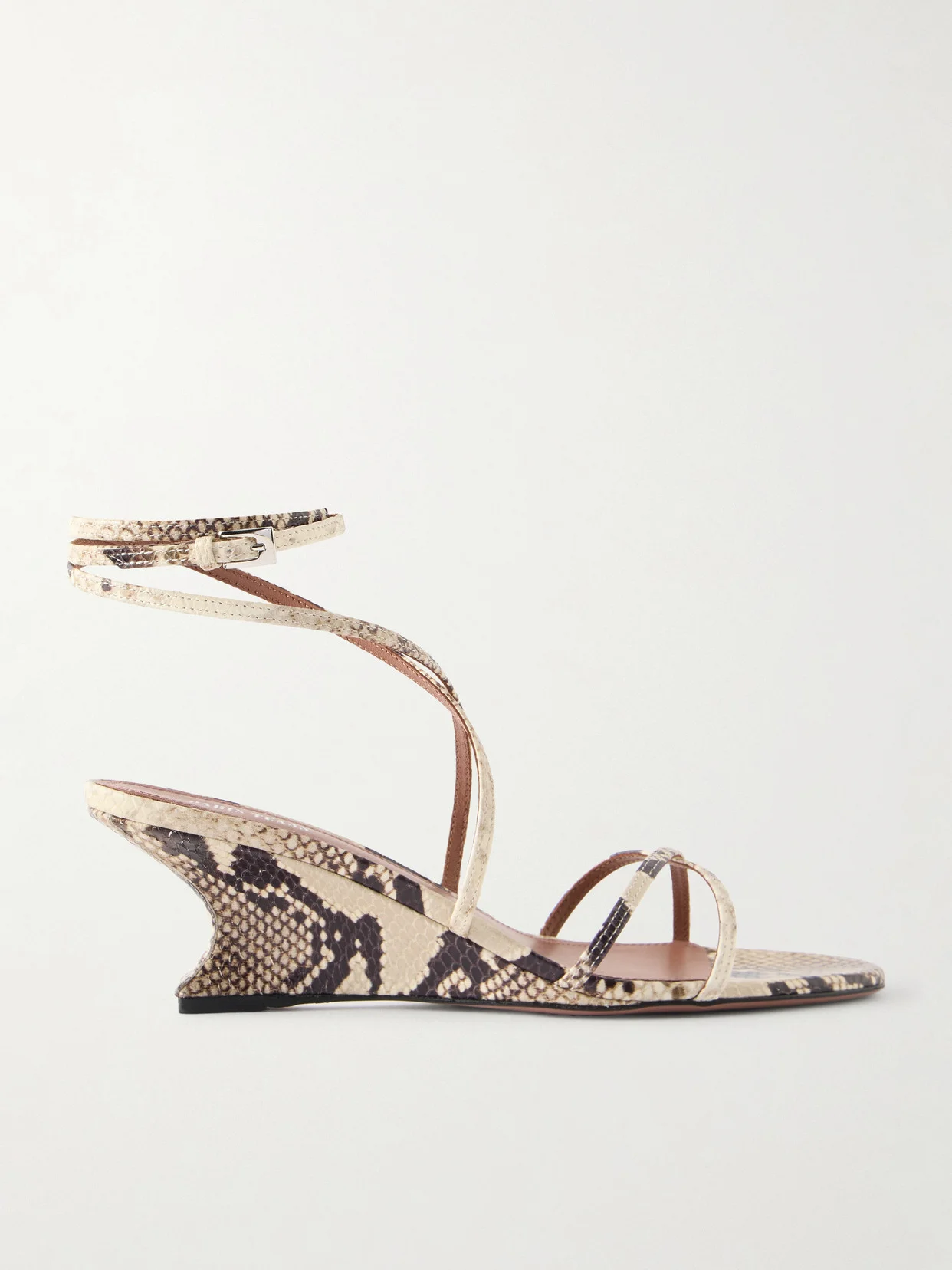 Nina Snake-effect Leather Wedge Sandals - 1