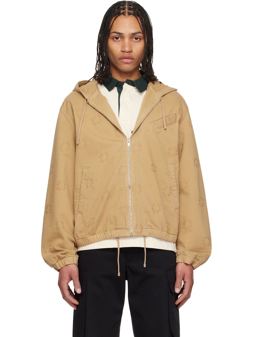 Tan Monogram 72 Zipped Denim Jacket - 1