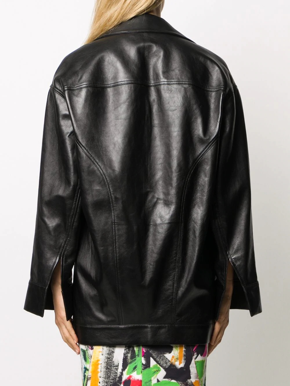 open front leather coat - 4