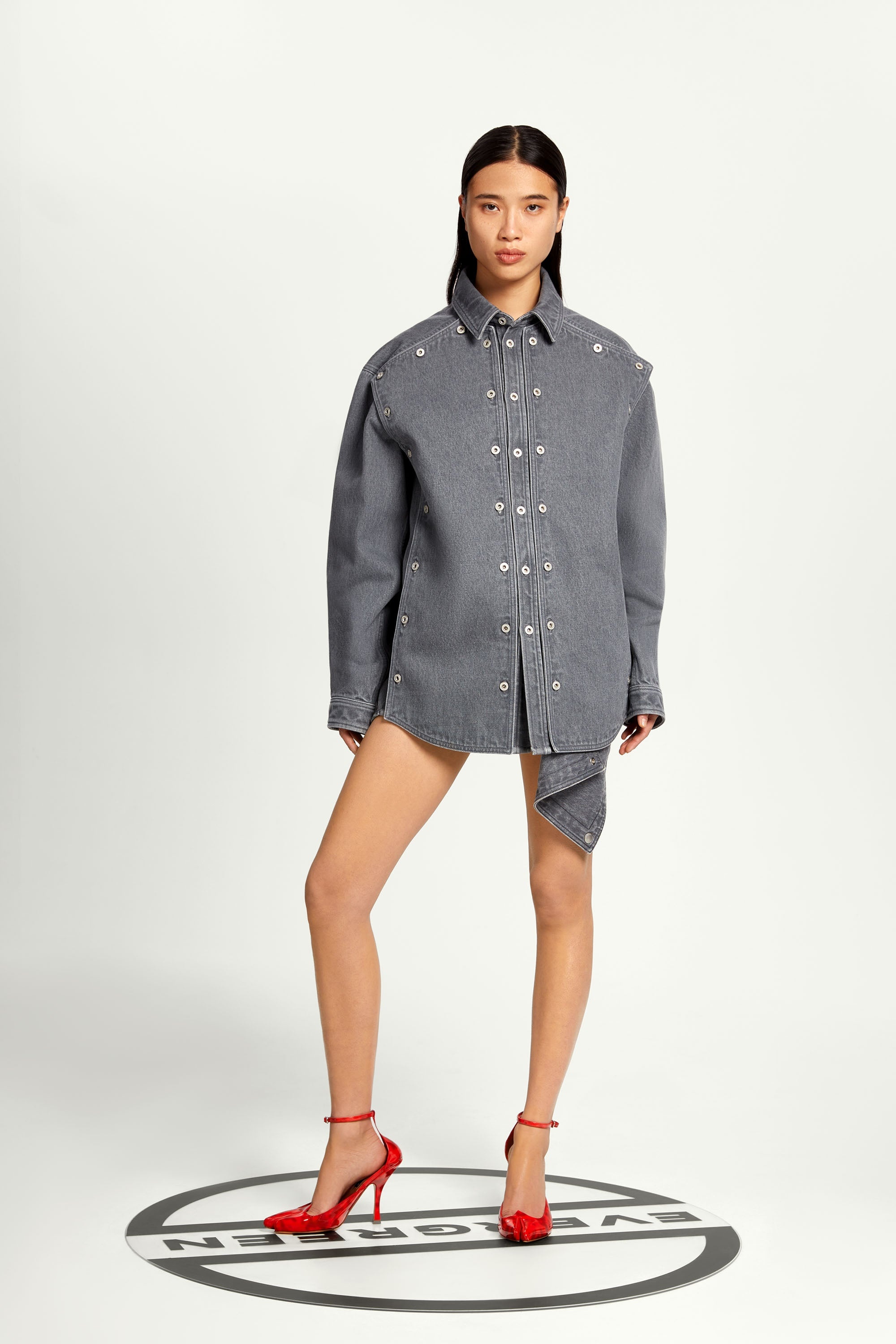 Classic Button Panel Denim Shirt - 14