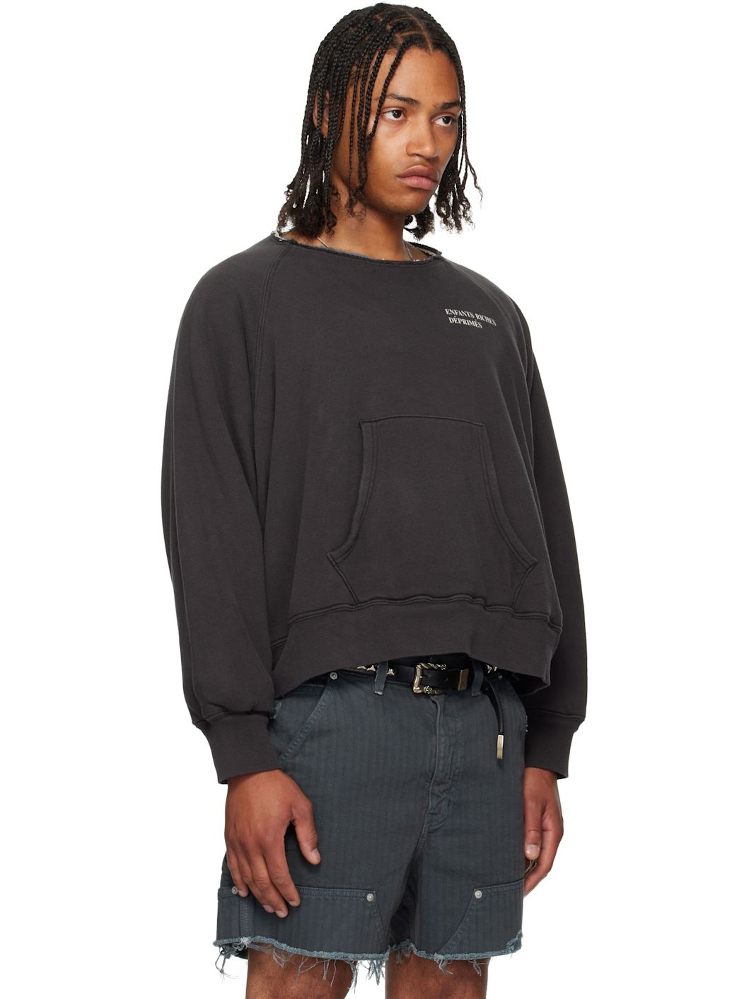 Gray Lined Raglan Logo Sweatshirt - 2