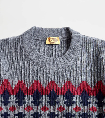 Tod's ROUND-NECK JUMPER - GREY, BLUE, RED outlook