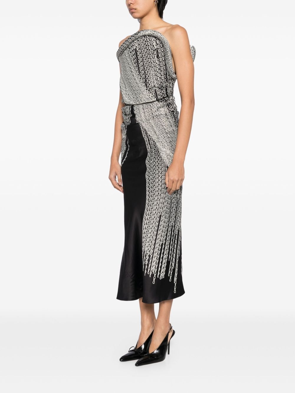 asymmetric corset detail dress - 3