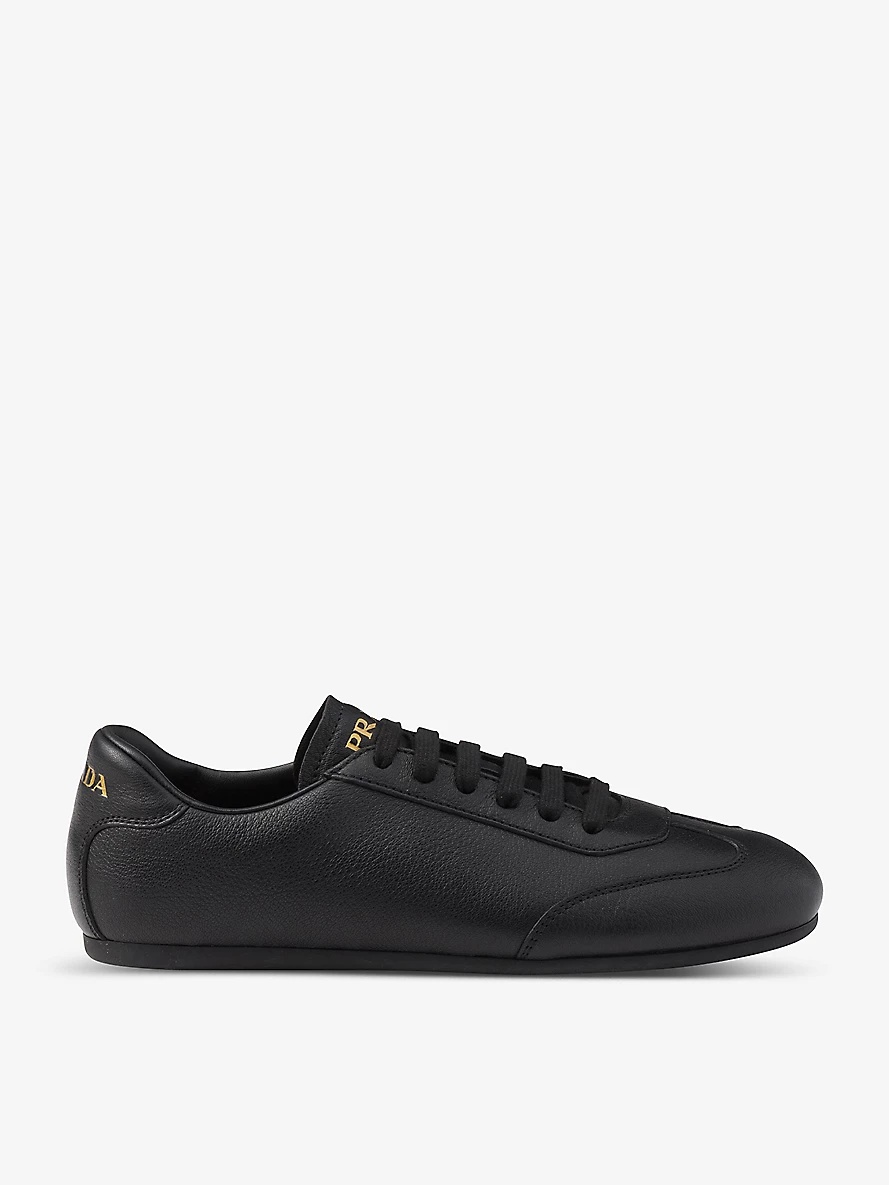 Brand-plaque panelled leather low-top trainers - 1