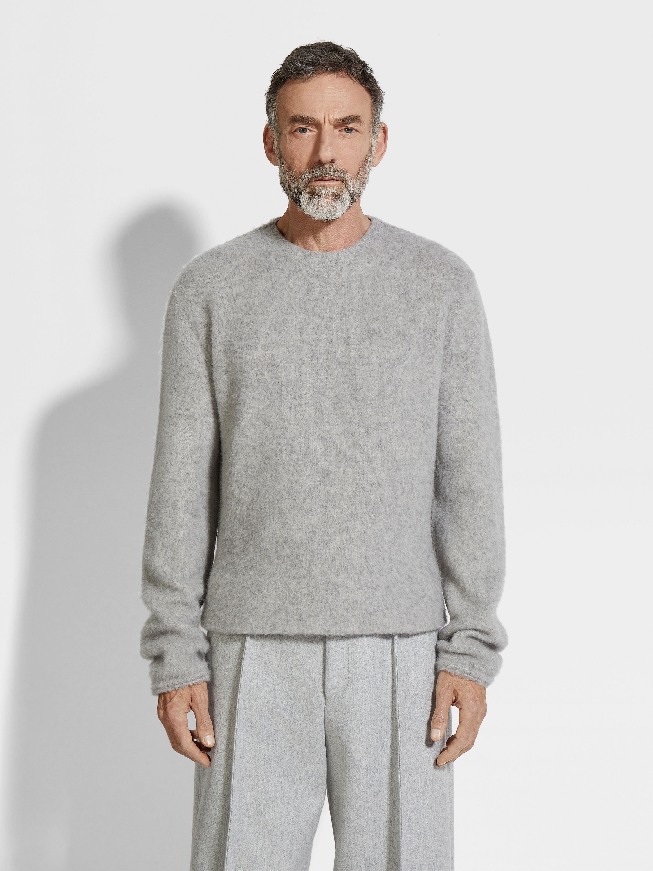 LIGHT GREY MÉLANGE OASI CASHMERE CREWNECK - 4