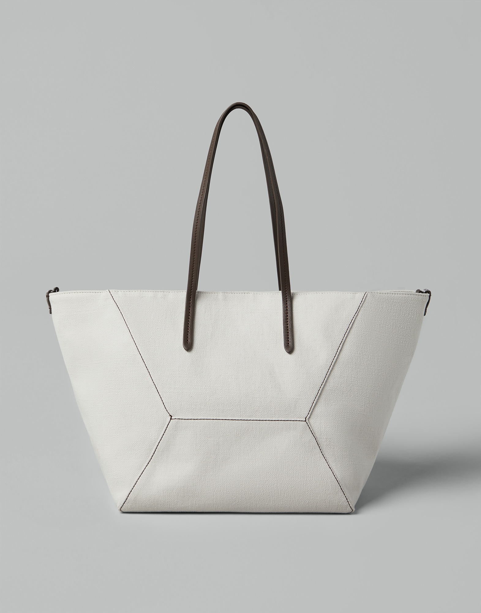 Cotton and linen canvas shopper bag with monili - 2