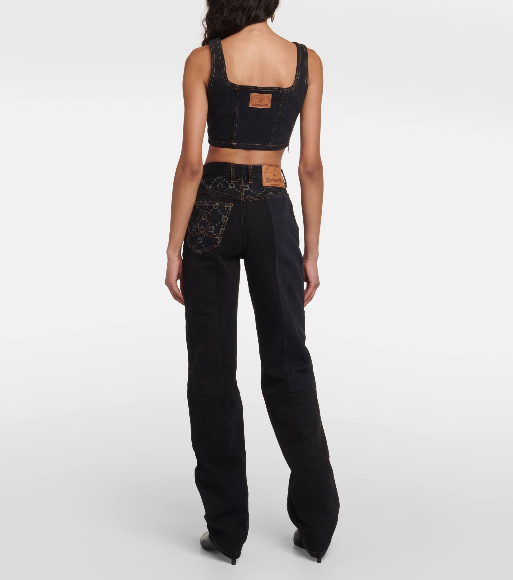 Regenerated cropped denim bustier - 3