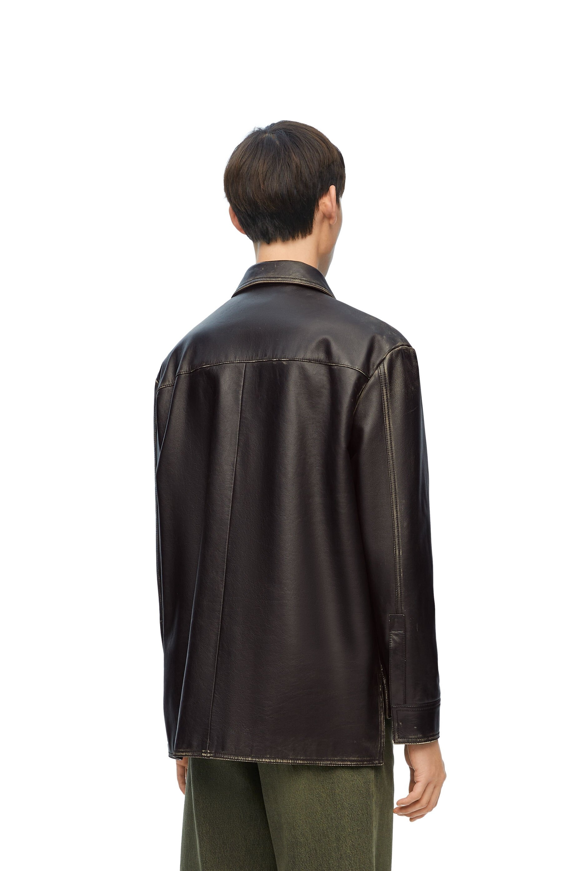 Zip-up overshirt in nappa calfskin - 4