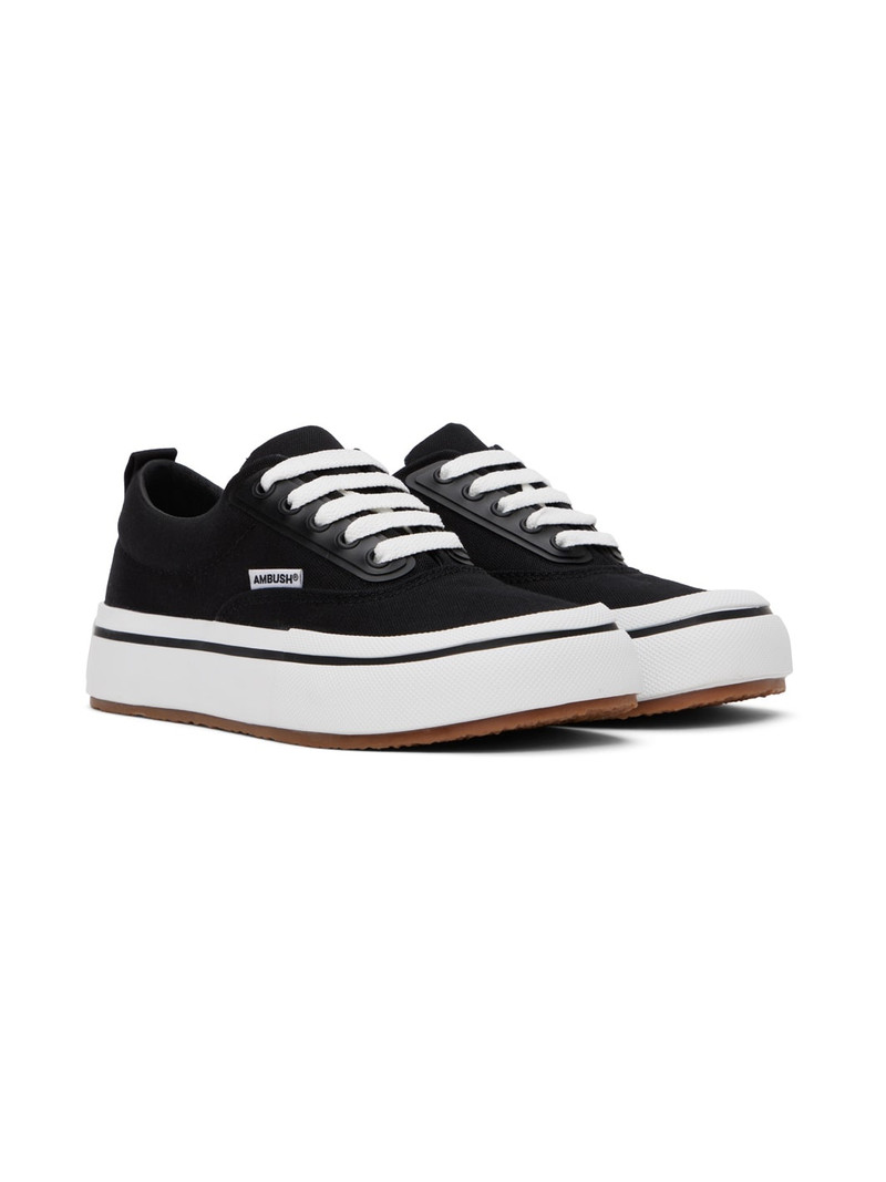 Black Vulcanized Lace Up Sneakers 4