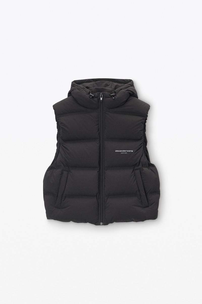 cropped hooded puffer vest with reflective logo 1