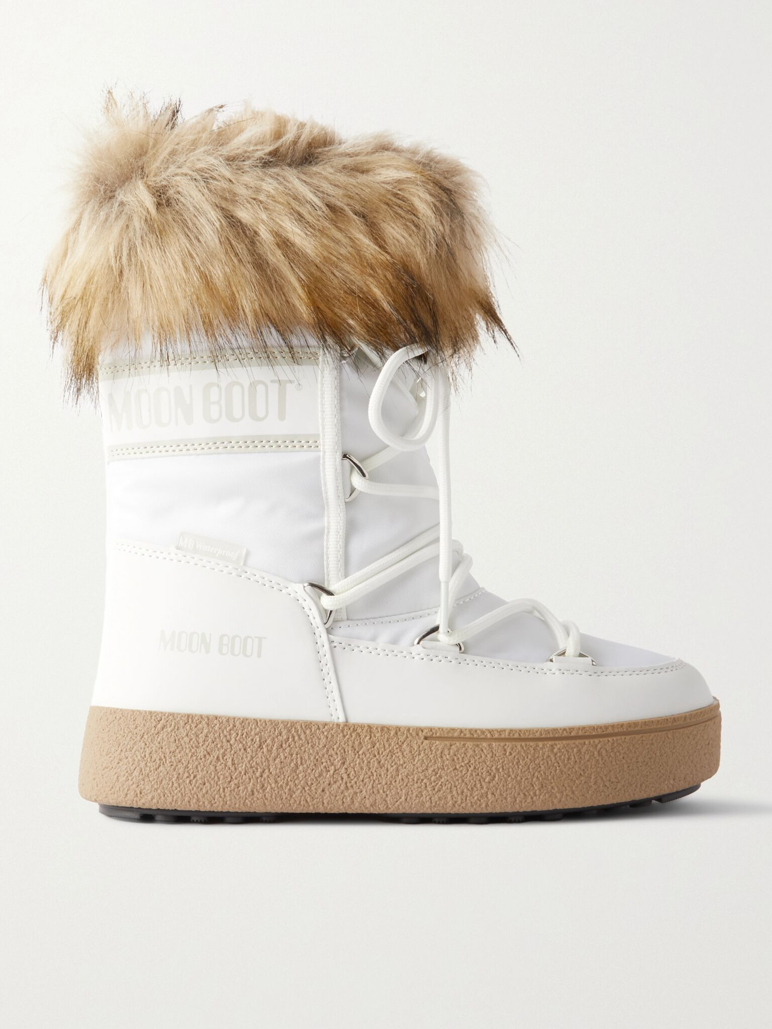 LTrack Monaco faux fur-trimmed shell and faux leather snow boots White - 1