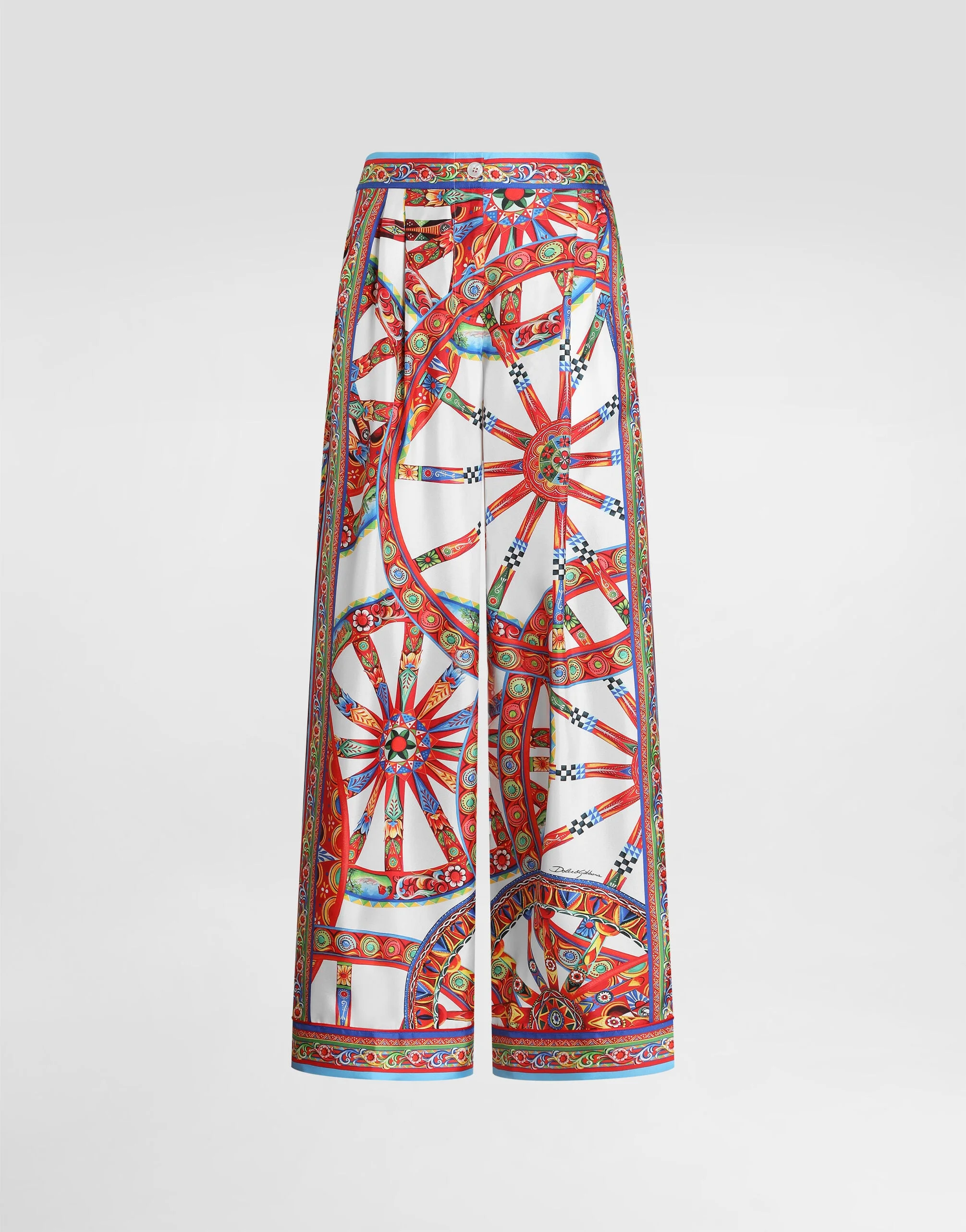 Carretto-print silk twill vanity trousers - 1
