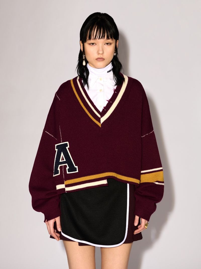 DAMAGED RIB V NECK SWEATER - 3