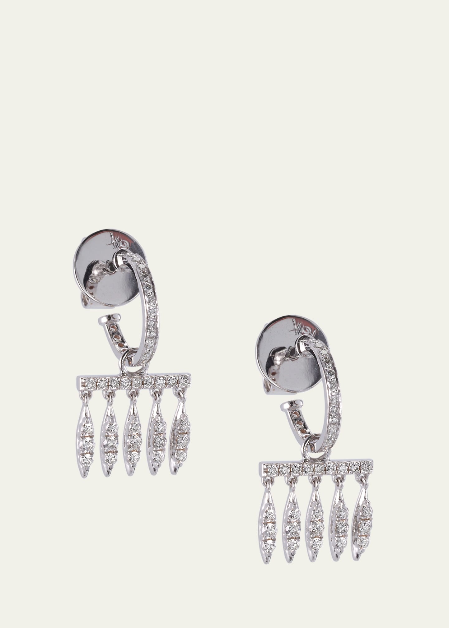 Grass Dewdrop Earrings in 18K White Gold - 3