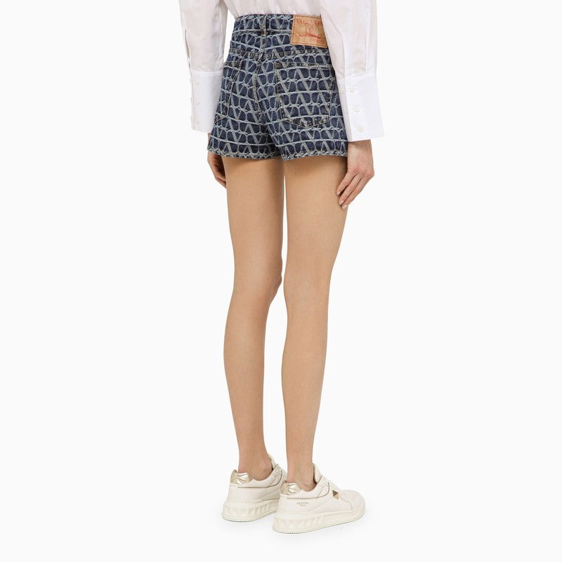 Valentino Shorts In Blue Denim Toile Iconographe Women - 4