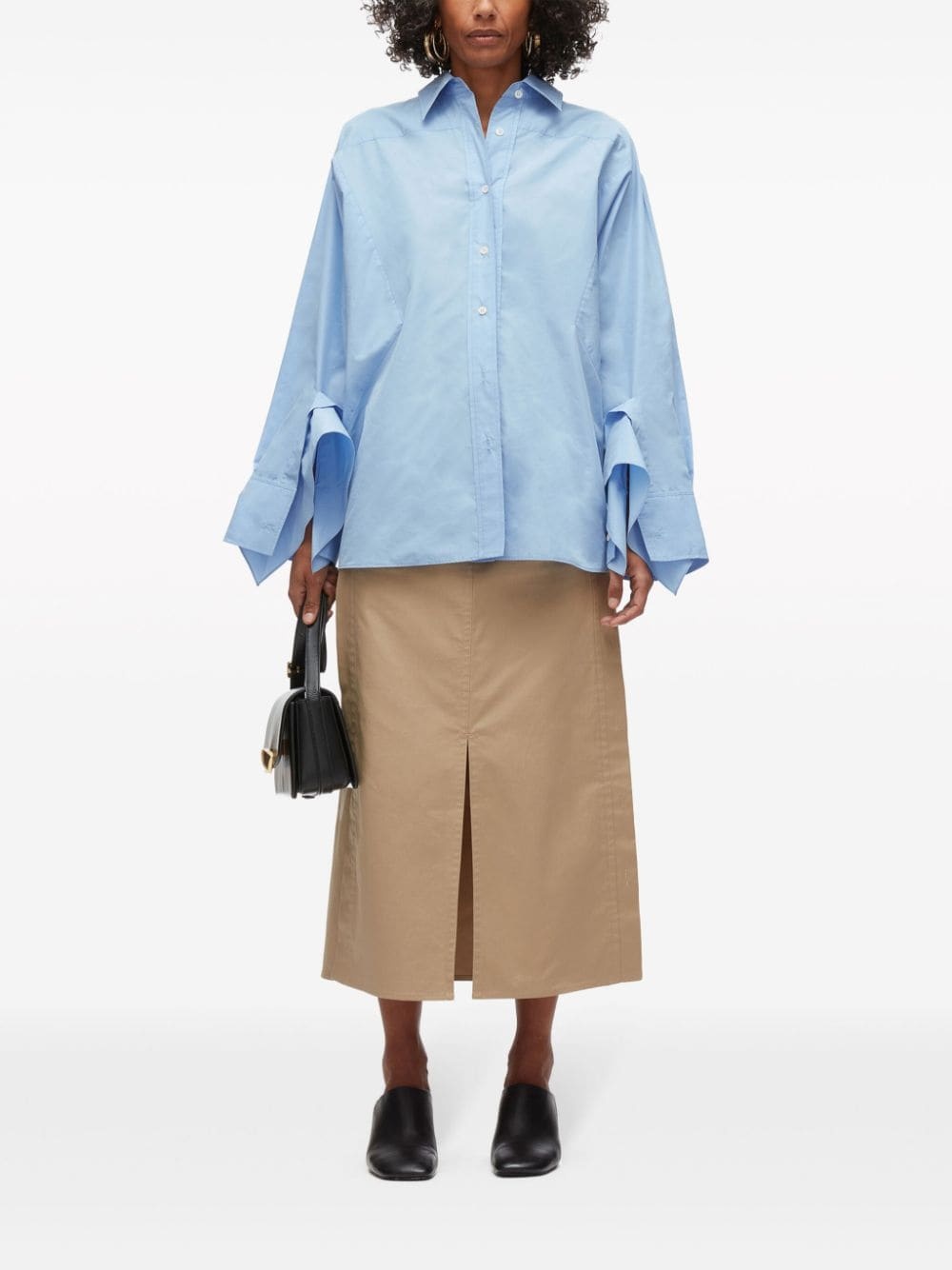 draped-cuff poplin shirt - 2
