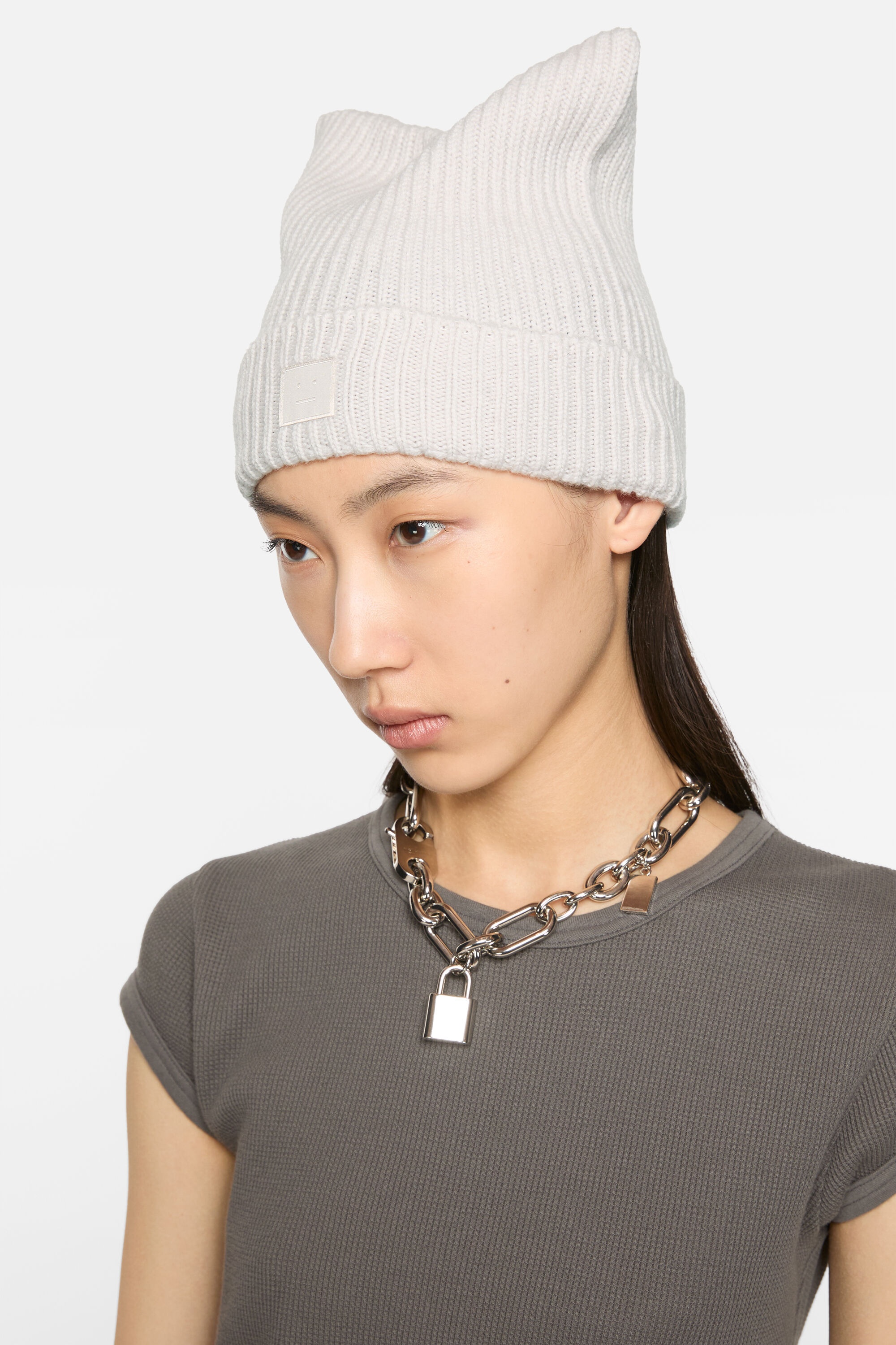 Face logo square beanie - Yak - Oatmeal melange - 2