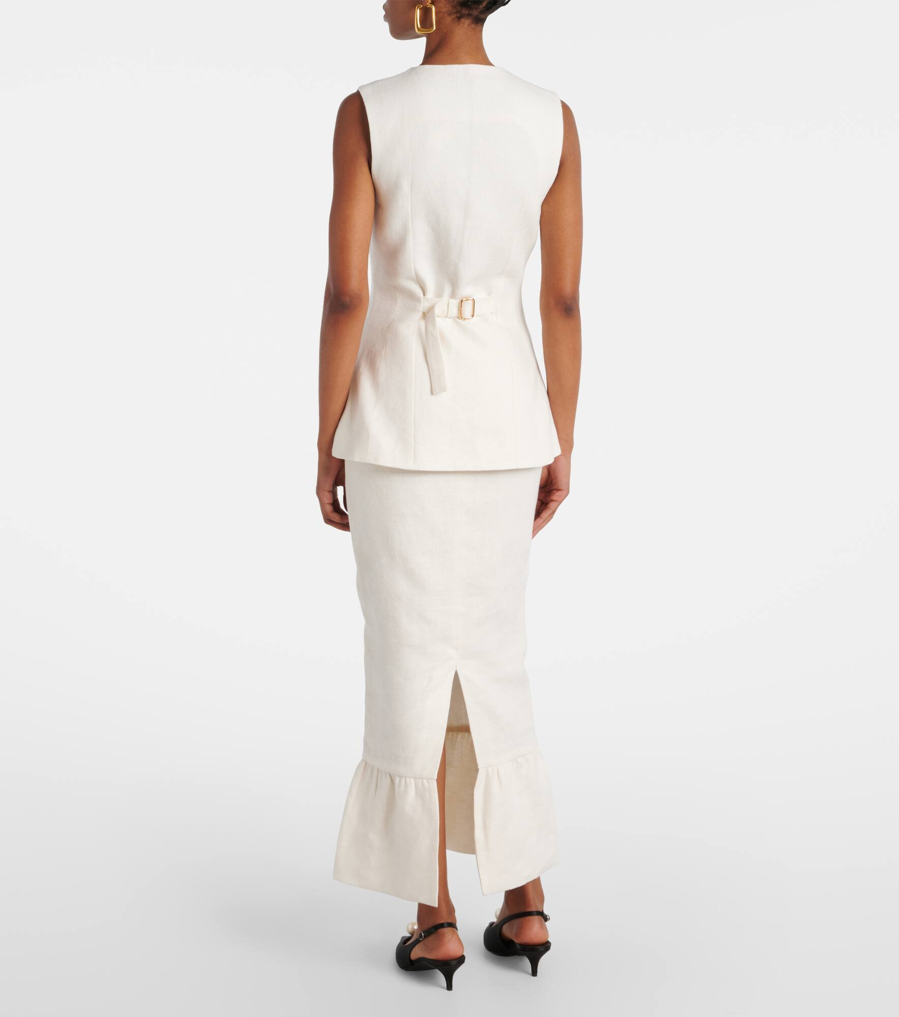 Matilda ruffled linen vest - 3