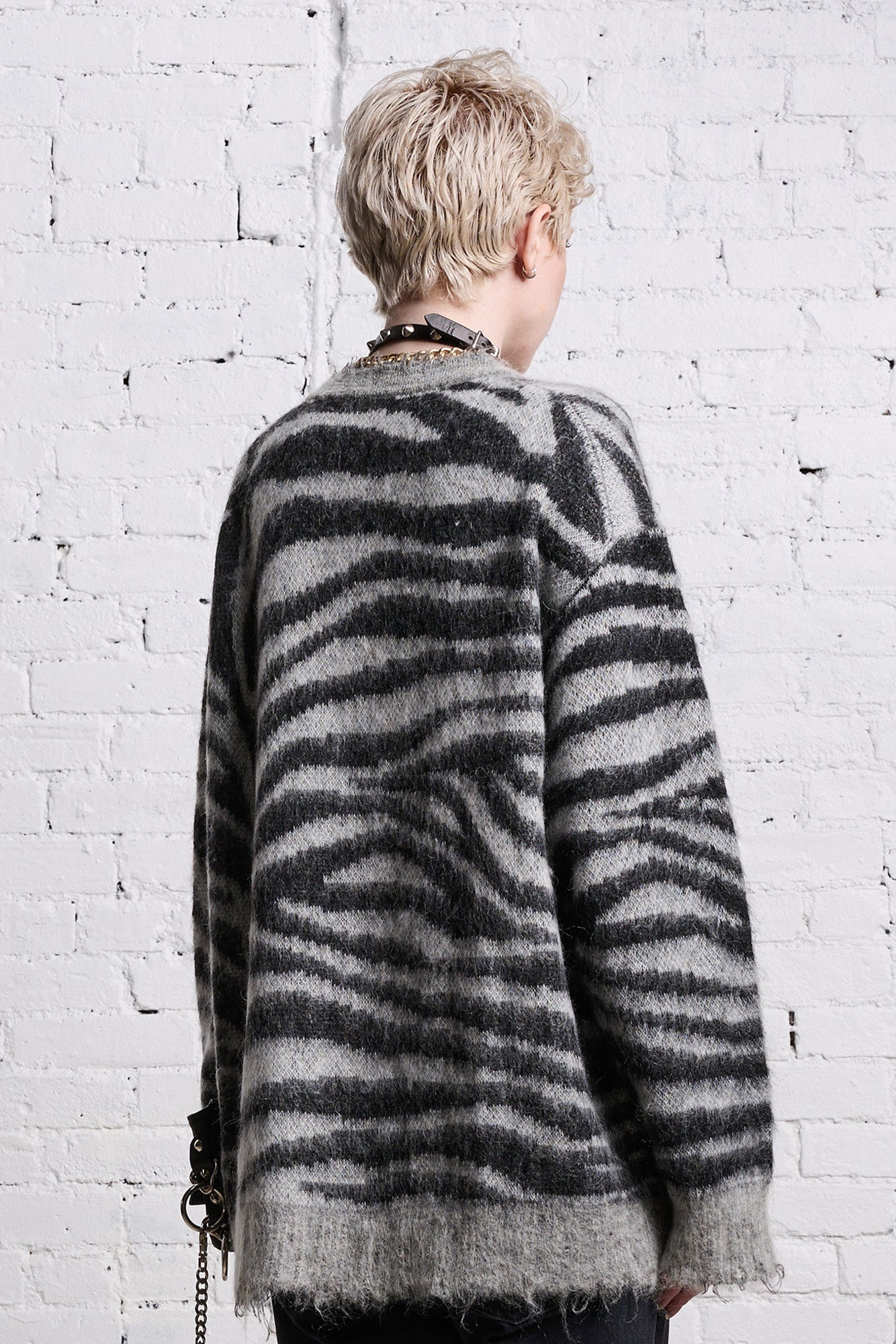 MOHAIR BOYFRIEND CARDIGAN - ZEBRA JACQUARD - 4