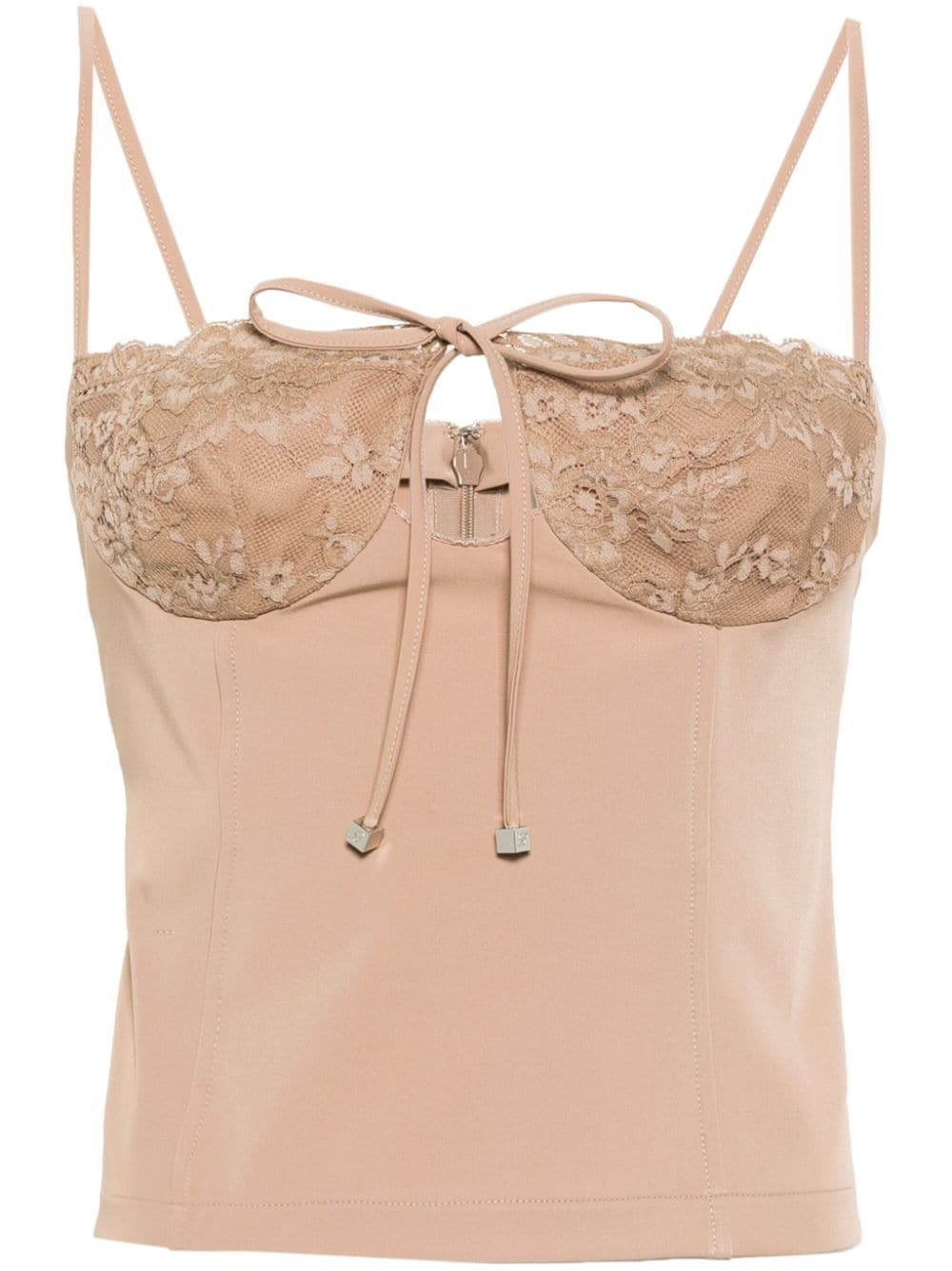 lace-panel bustier top - 2