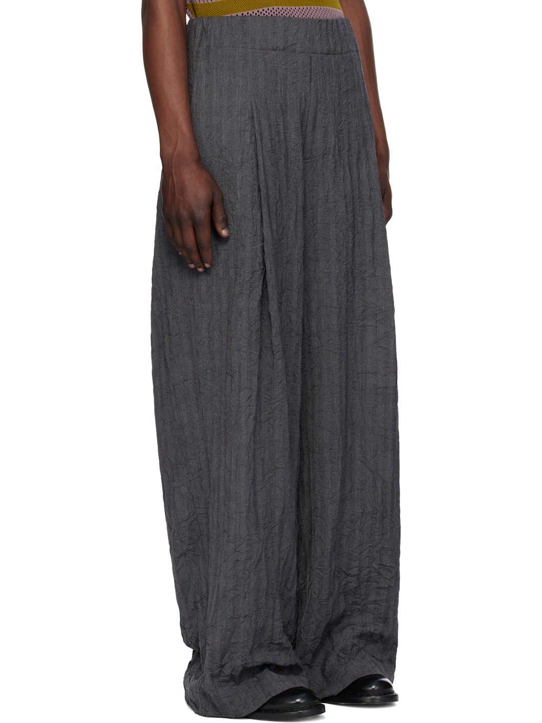 Navy Pleated Trousers - 2