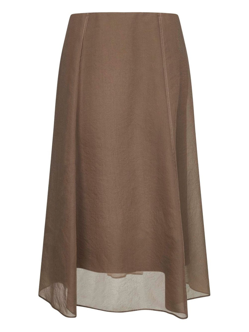 Brunello Cucinelli stitching-detail A-line midi skirt outlook