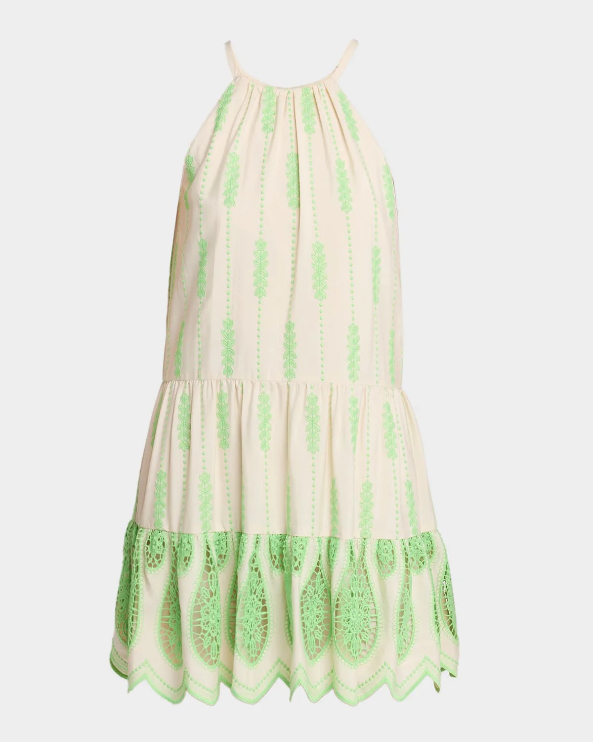 Kaelyn Embroidered High-Neck Mini Dress - 1