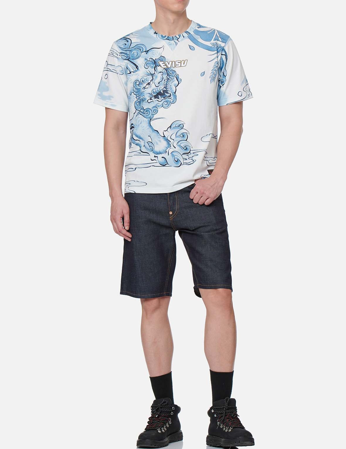 JAPANESE BROCADE POCKET DENIM SHORTS - 6
