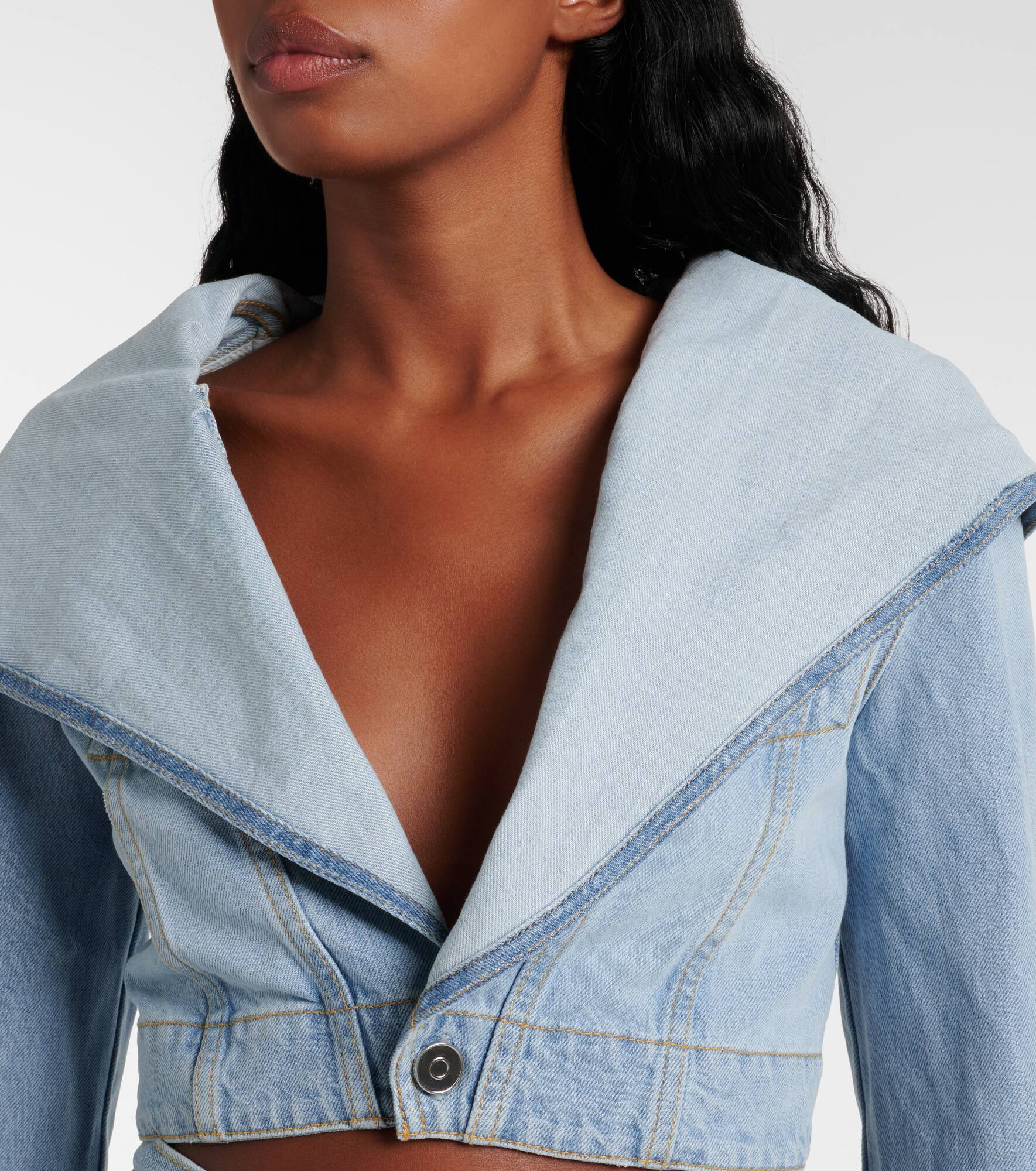 Cropped denim jacket - 4