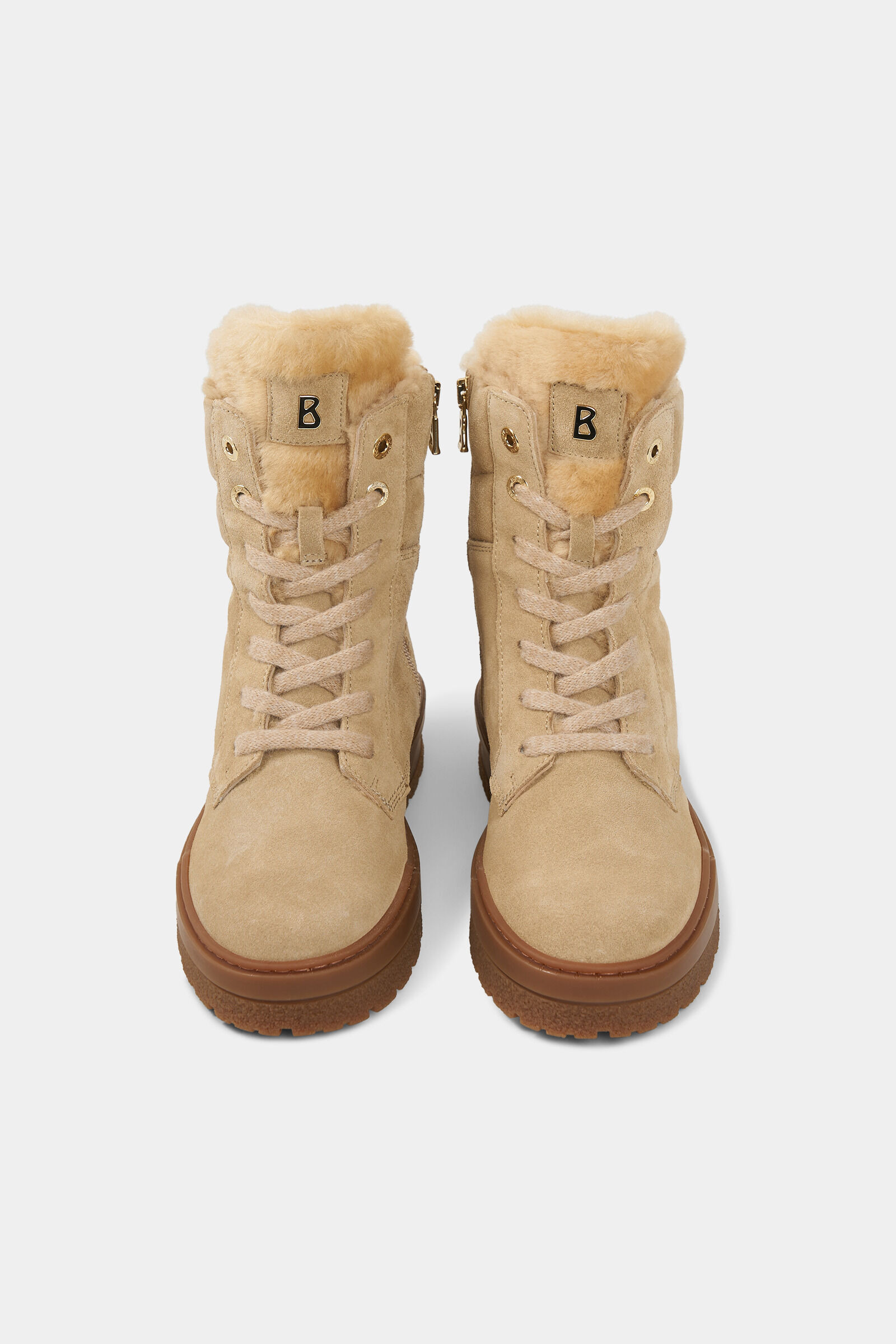 Calgary lace-up boots with spikes in Camel - 6