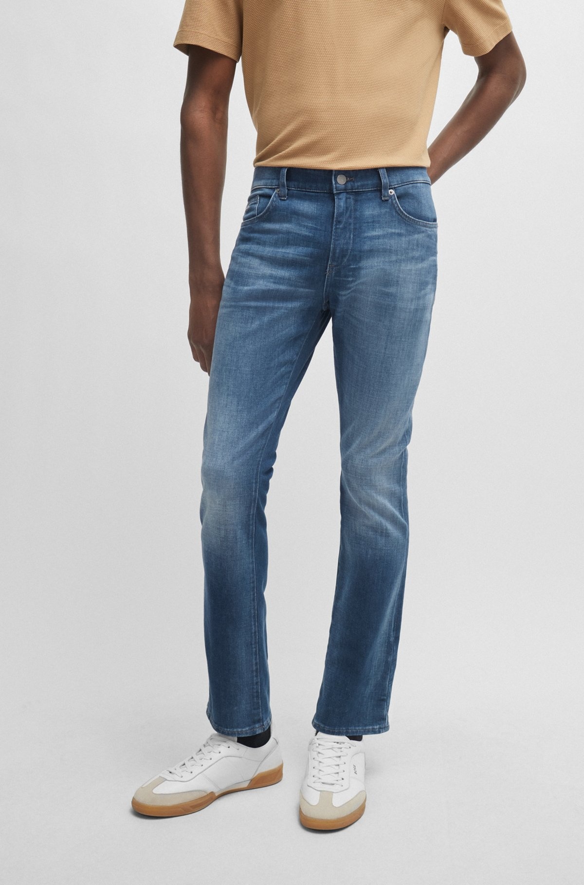 SLIM-FIT JEANS IN BLUE ITALIAN CASHMERE-TOUCH DENIM - 2