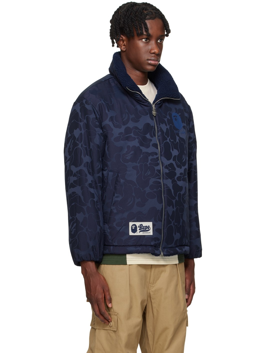 TONAL SOLID CAMO PUFFER DOWN VEST（A BATHING APE® Blue Tonal