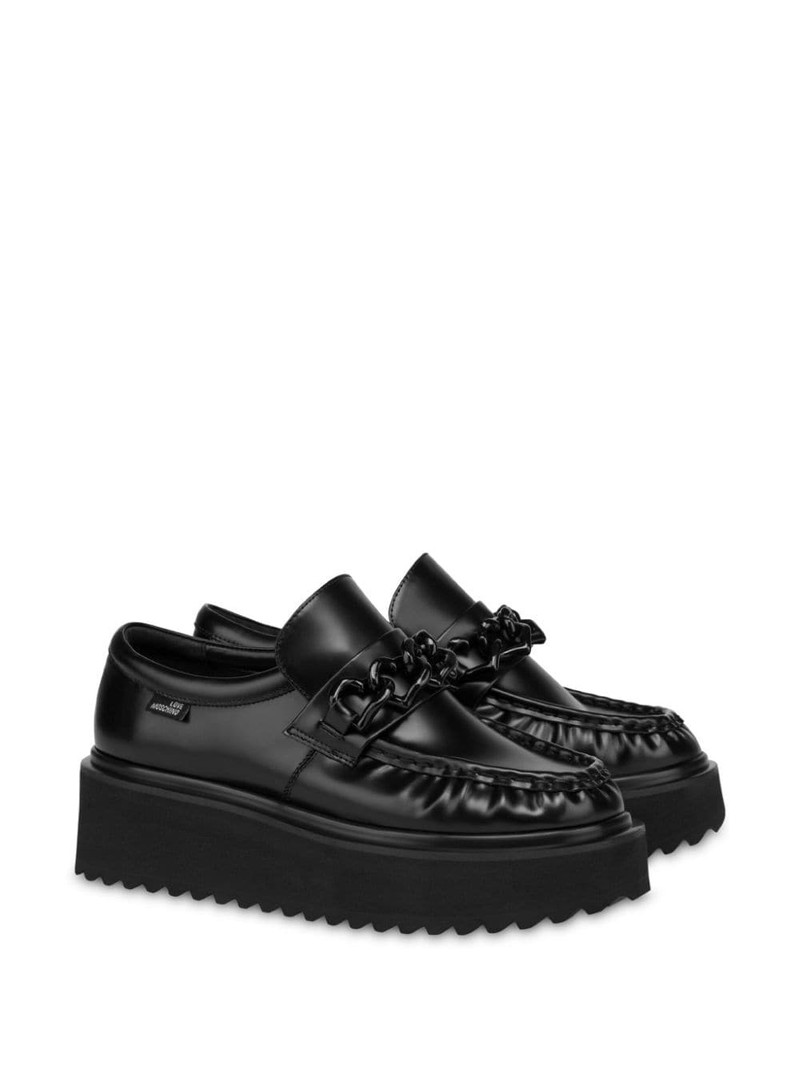 Moschino chain link-detail flatform loafers outlook