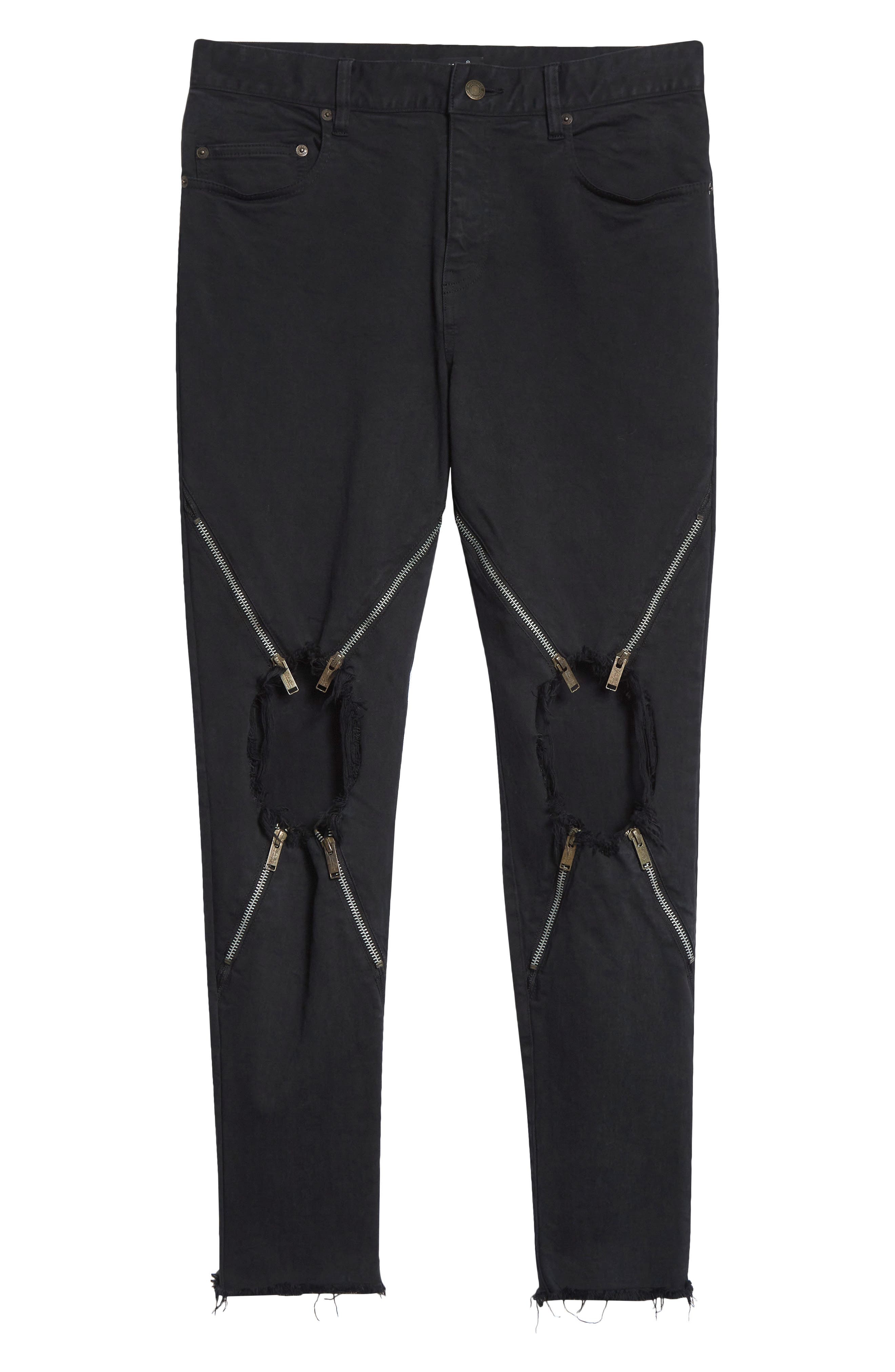 Undercover Ripped Knee Zip Detail Pants in Charcoal at Nordstrom - 6