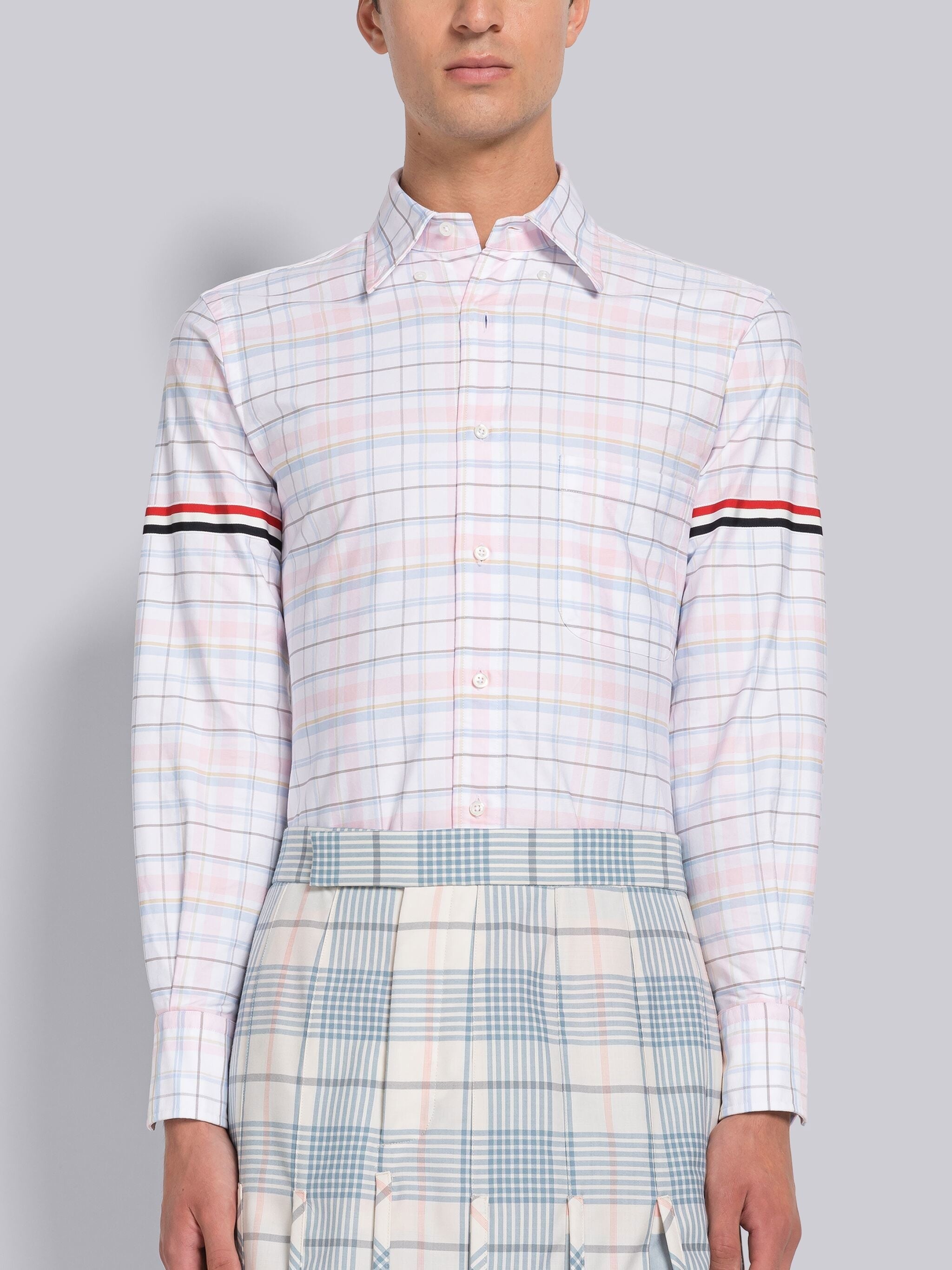 PLAID OXFORD ARMBAND POINT COLLAR SHIRT - 1