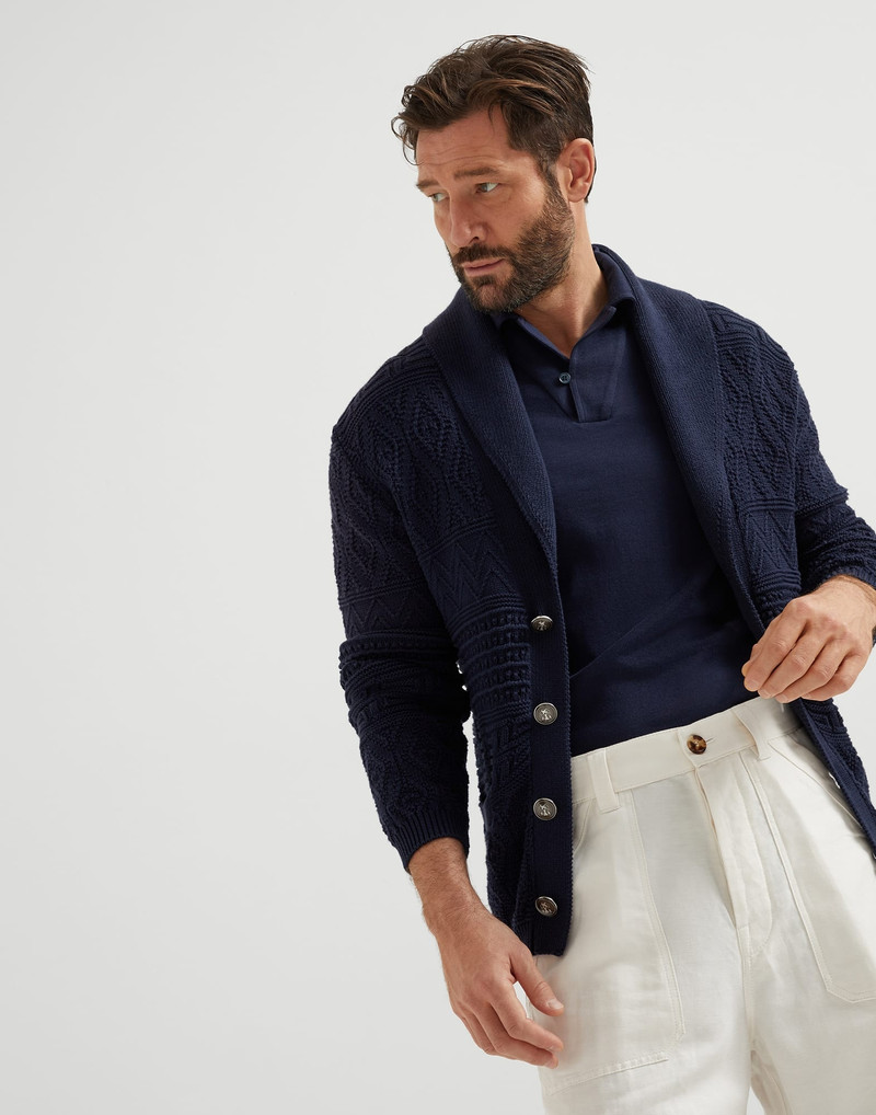Cotton lightweight knit polo with camp collar 4