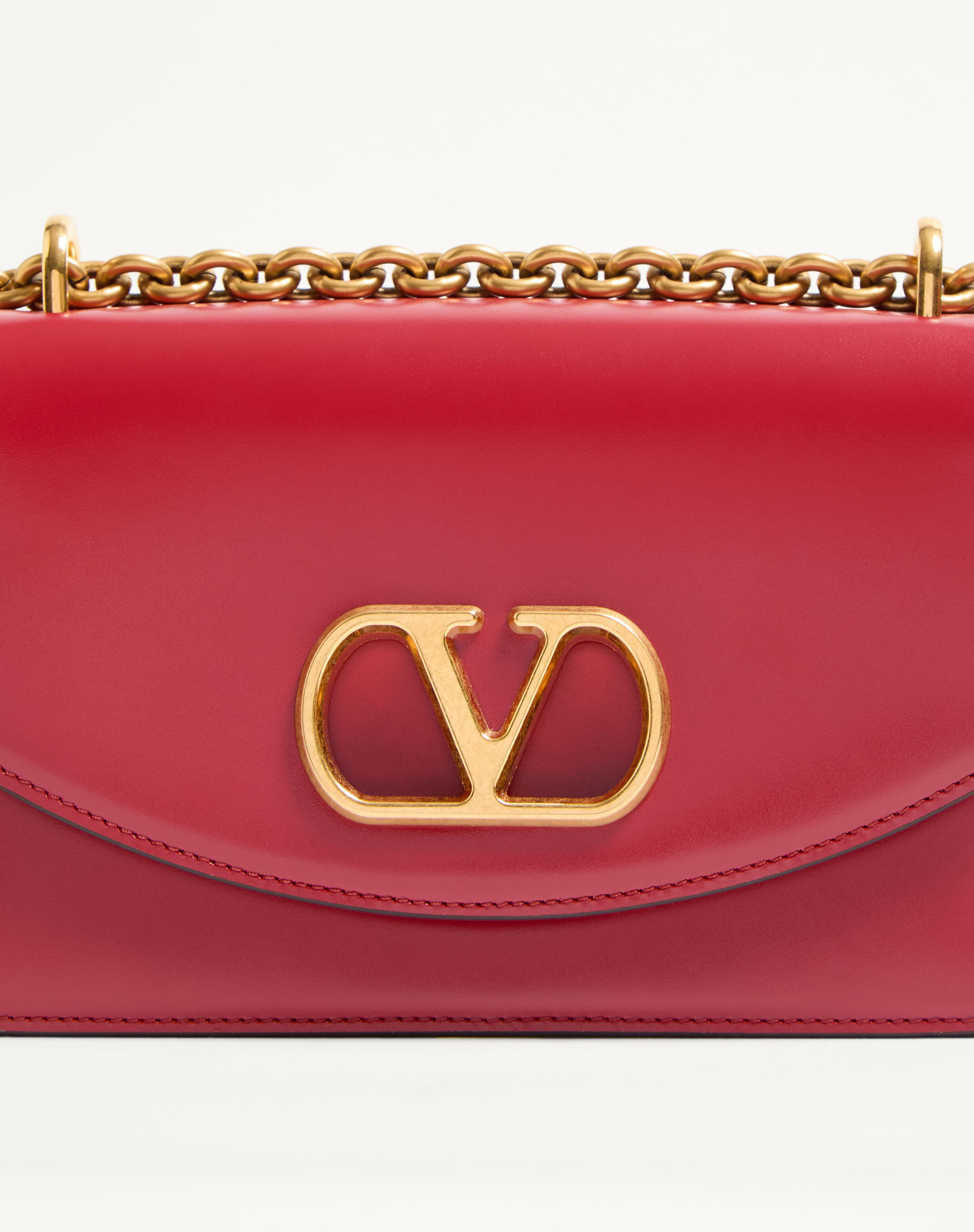 SMALL VALENTINO GARAVANI VAIN SHOULDER BAG IN SHINY CALFSKIN - 8