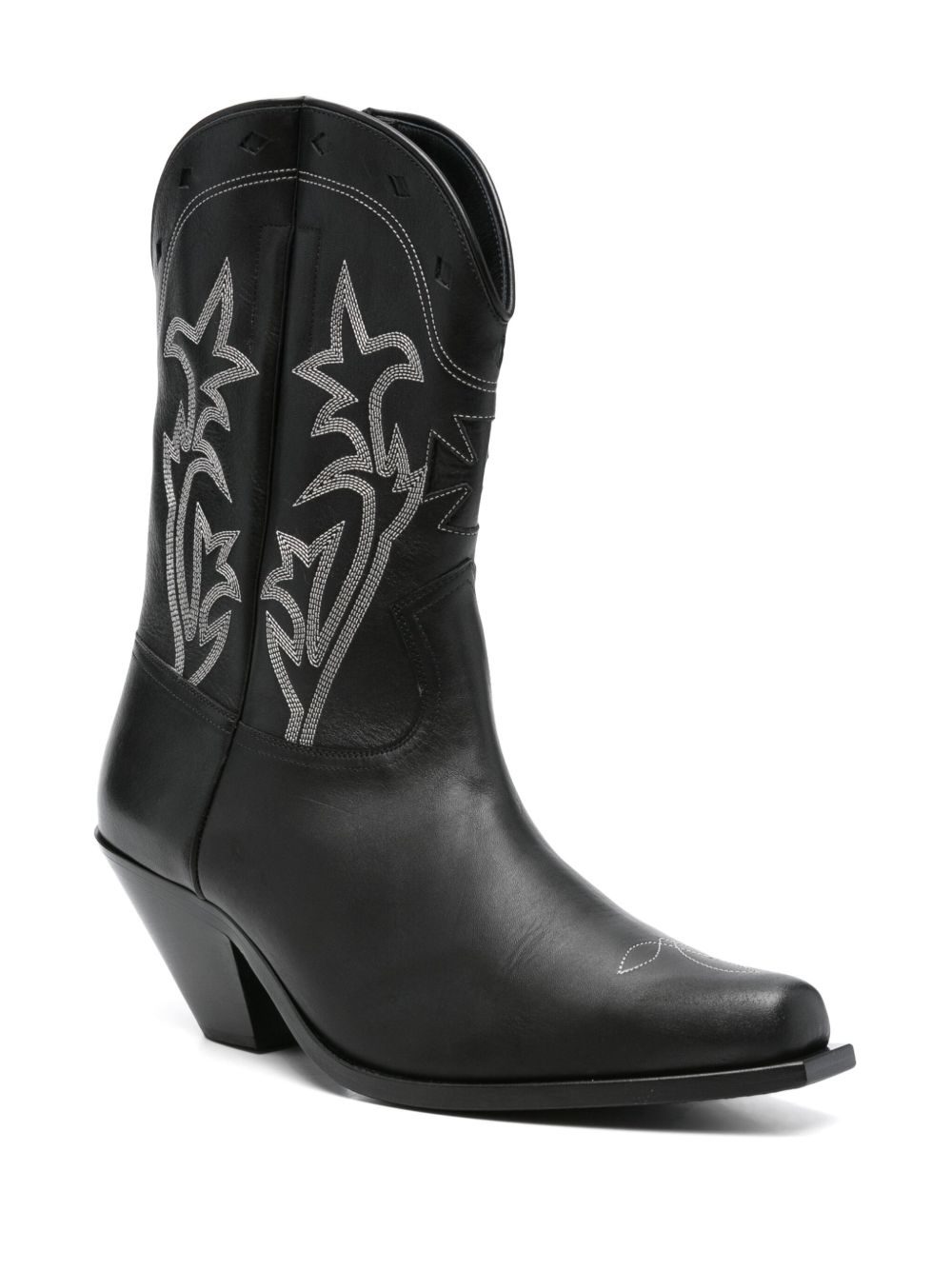 embroidered calf leather biker boots - 2