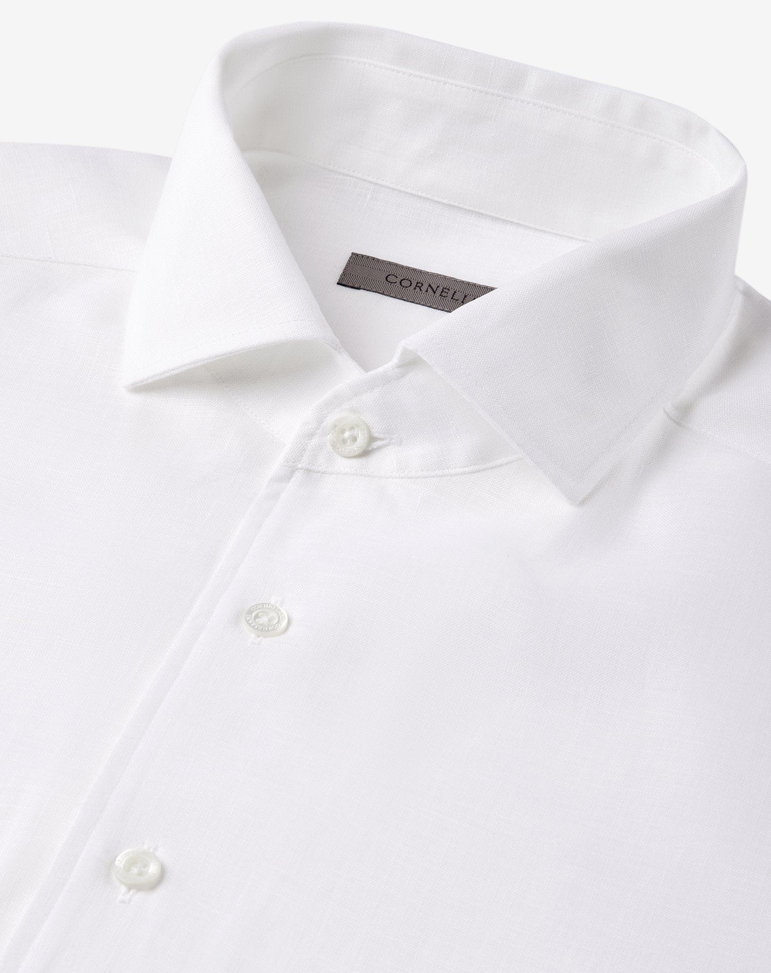White pure chambray linen shirt - 4