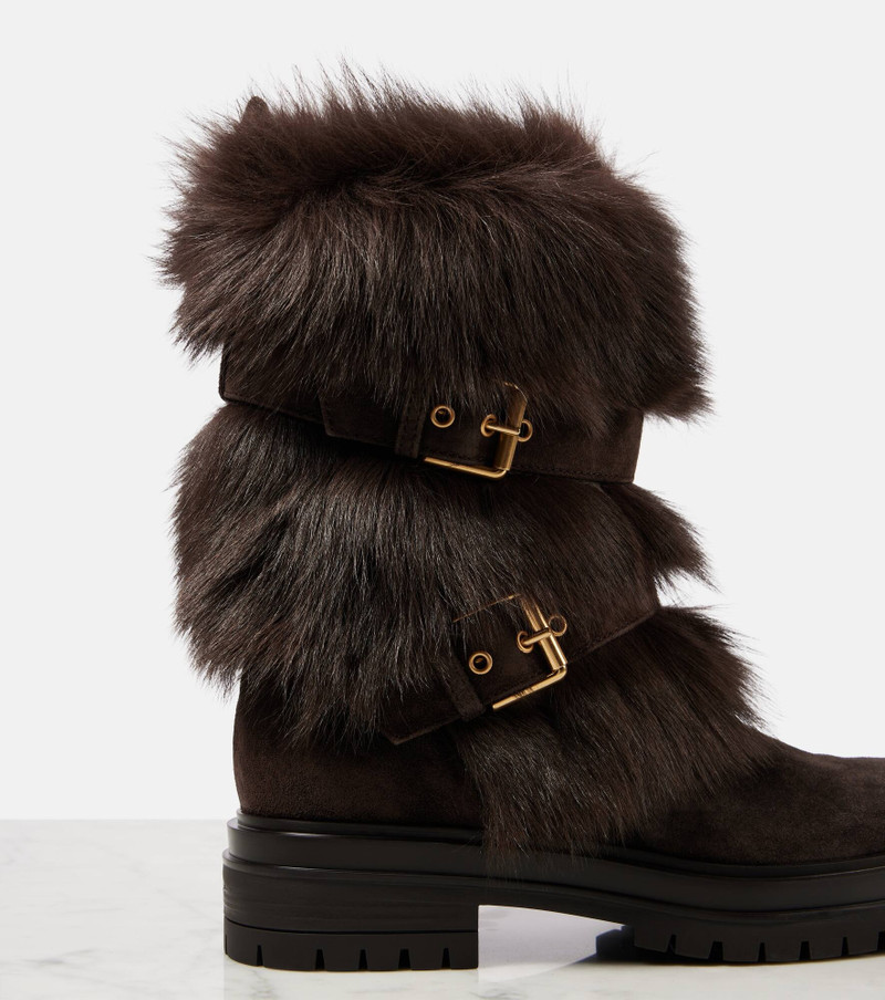 Maverick shearling-trimmed 스웨이드 바이커 부츠 5