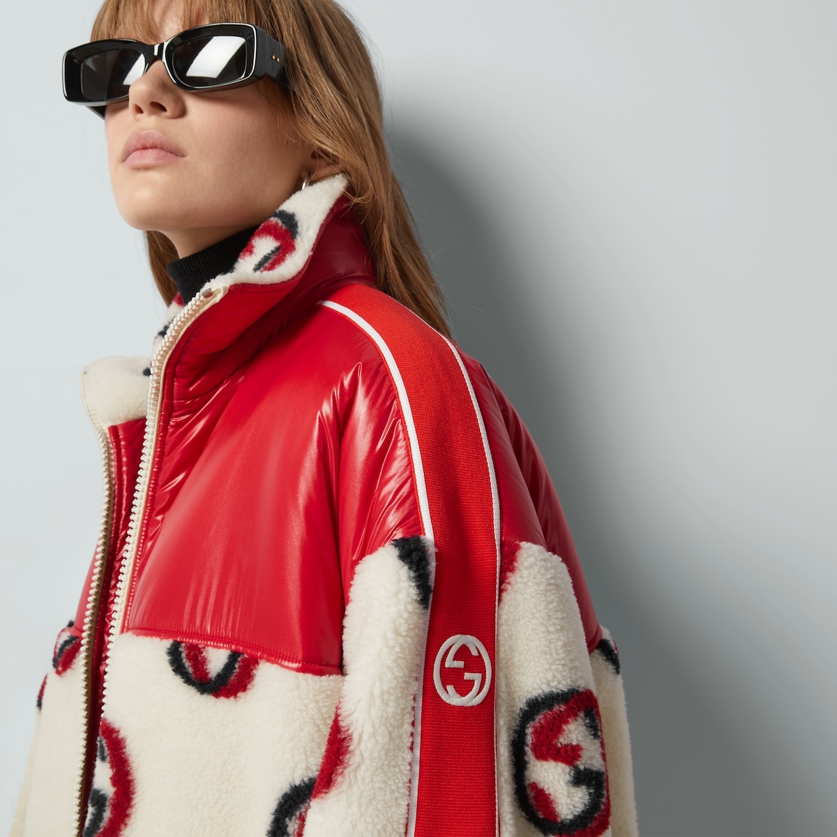 GG wool fleece jacquard zip jacket - 3