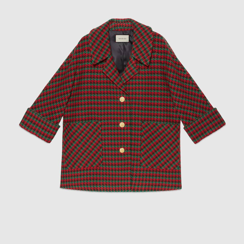 GUCCI Houndstooth wool coat outlook