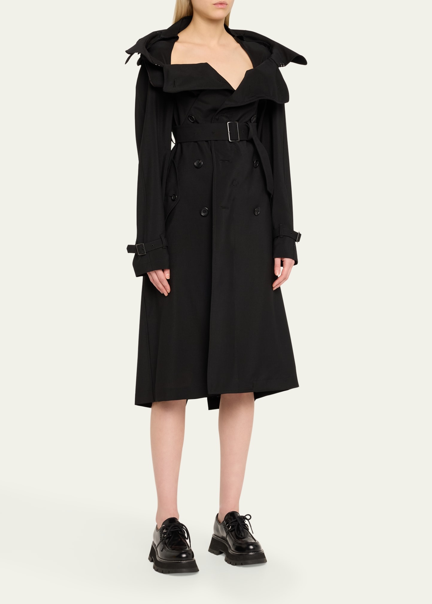 Double-Breasted Trench Midi Dress - 4