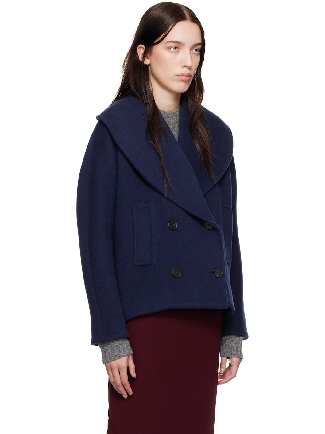 Navy Cocoon Peacoat - 2