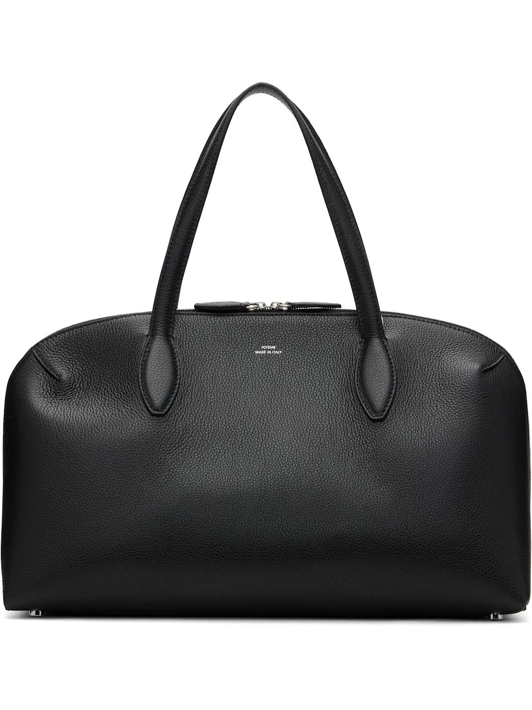 Black Medium Grained-Leather Day Tote - 1